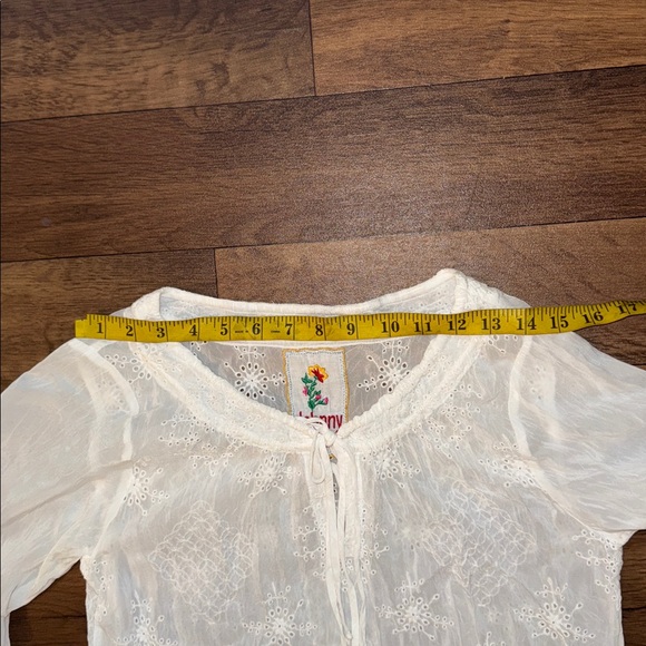 Johnny Was Size Extra Small Egg Shell Off White Sheer Tunic Long Sleeve Top Cute - Picture 11 of 15